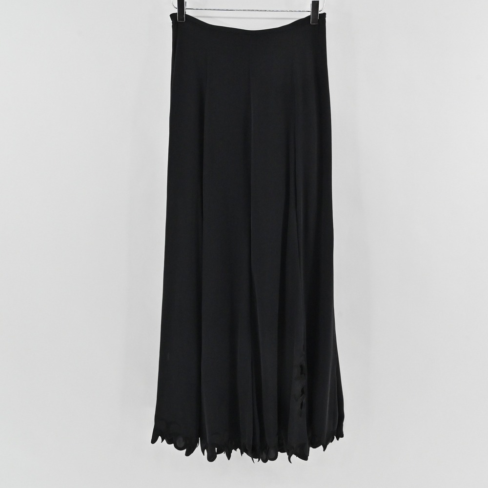 Catherine Malandrino Silk Maxi Skirt Womens Size 2 Black Embroidered Cut Out